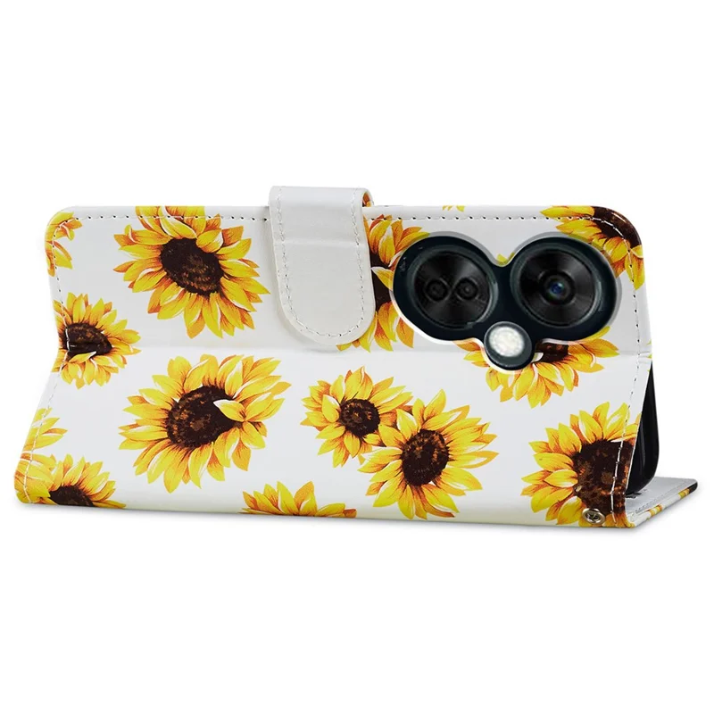 For OnePlus Nord CE 3 Lite 5G / Nord N30 5G Pattern Printing PU Leather Phone Case Stand Wallet Flip Protective Cover - Sunflower