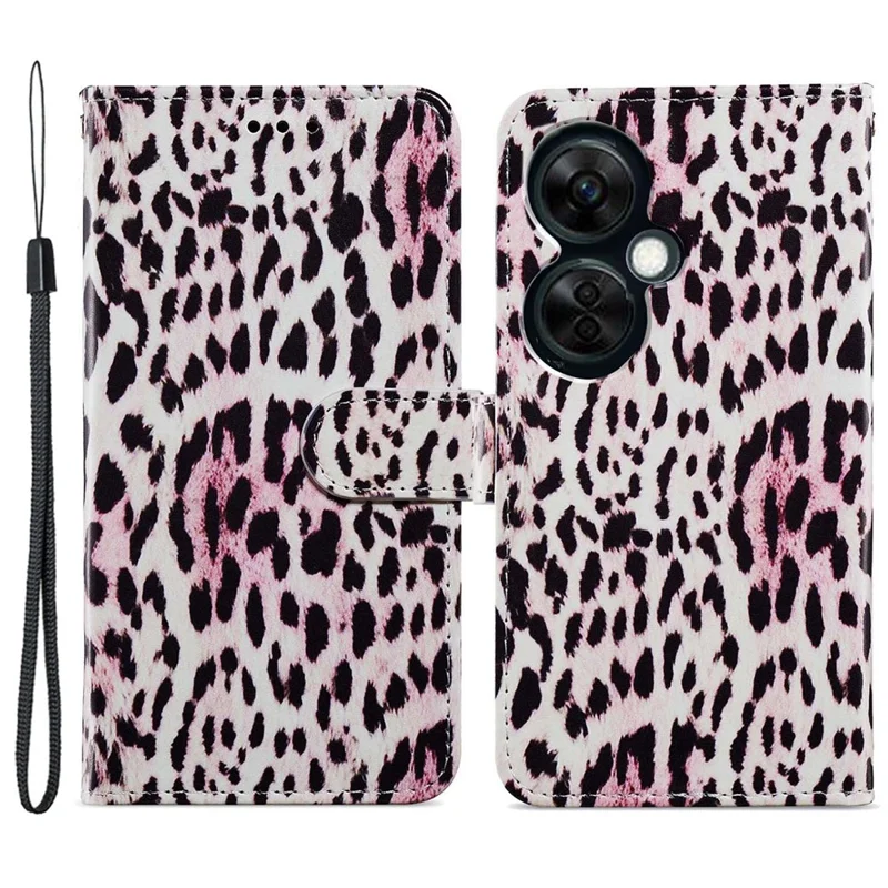 Cover per telefono in pelle PU con stampa per OnePlus Nord CE 3 Lite 5G / Nord N30 5G, custodia pieghevole con supporto e portafoglio - Leopardata