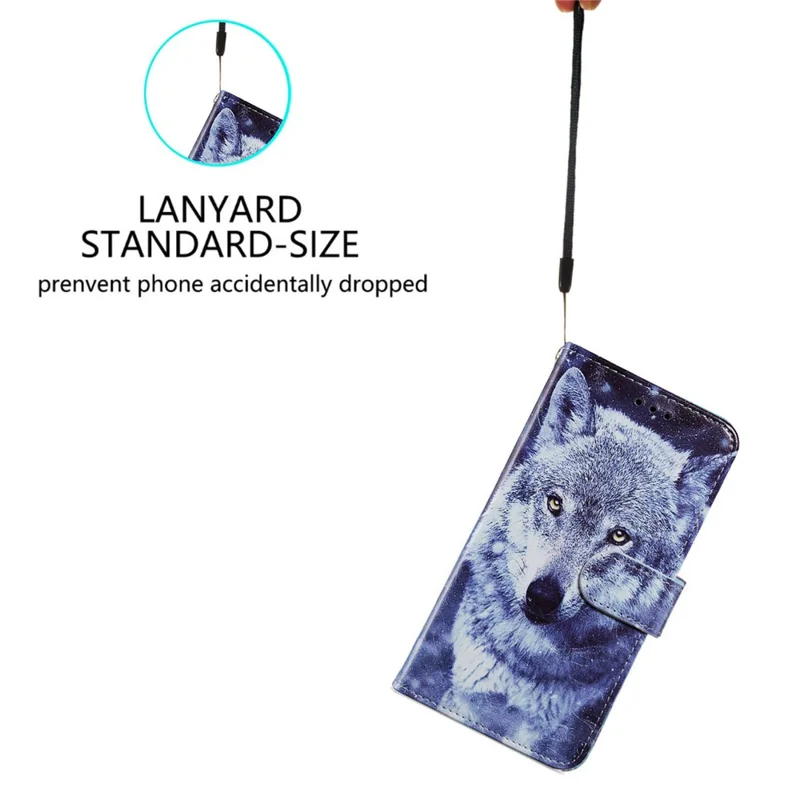 Per OnePlus Nord CE 3 Lite 5G / Nord N30 5G Stampa a Motivi Custodia Protettiva in Pelle PU Flip Stand Wallet - Lupo Bianco