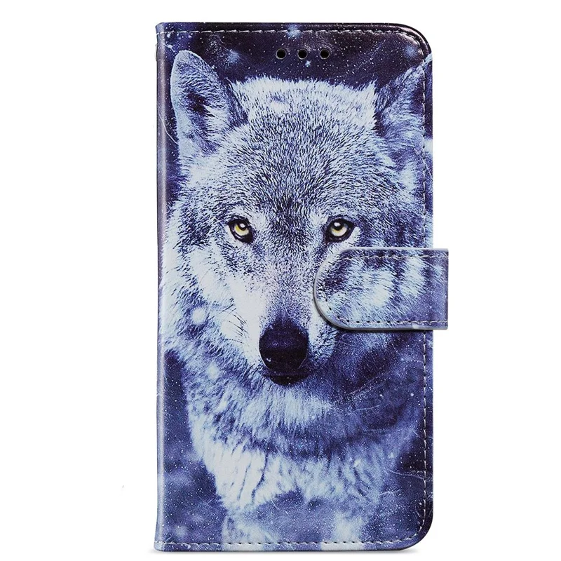 Per OnePlus Nord CE 3 Lite 5G / Nord N30 5G Stampa a Motivi Custodia Protettiva in Pelle PU Flip Stand Wallet - Lupo Bianco