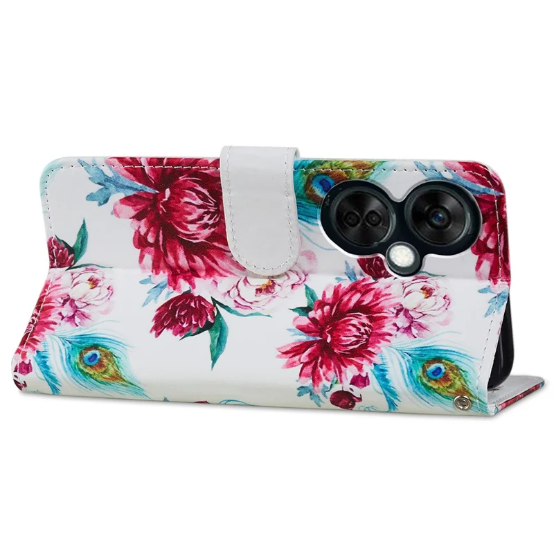 For OnePlus Nord CE 3 Lite 5G / Nord N30 5G Pattern Printing PU Leather Phone Case Stand Wallet Flip Protective Cover - Peacock Flower