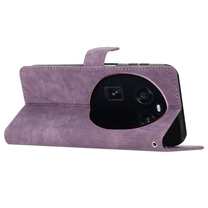 PU Leather Phone Case for Oppo Find X6 , Shockproof Skin-touch Wallet Stand Cover - Purple