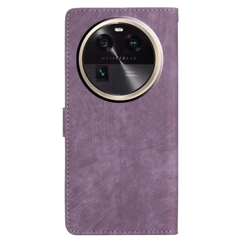 PU Leather Phone Case for Oppo Find X6 , Shockproof Skin-touch Wallet Stand Cover - Purple