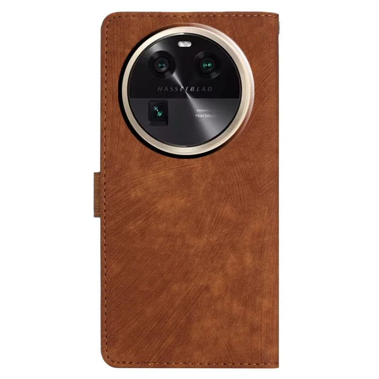 Para Oppo Find X6 Pro Anti-drop PU Leather Wallet Case Stand Skin-touch Cell Phone Cover - Marrón