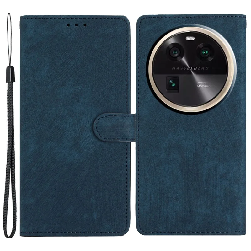 For Oppo Find X6 Pro Anti-drop PU Leather Wallet Case Stand Skin-touch Cell Phone Cover - Blue