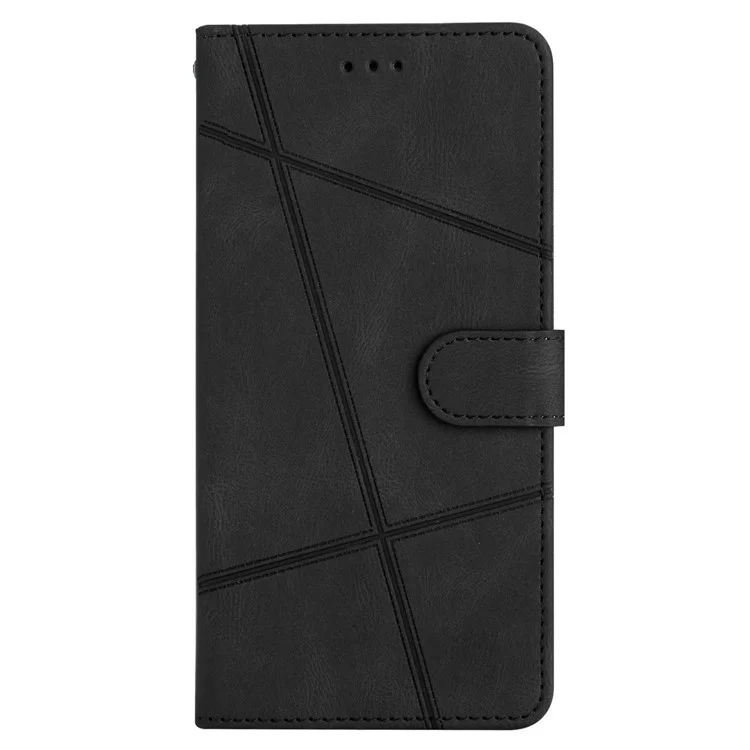 Étui de protection pour Xiaomi Redmi K60 5G / K60 Pro 5G / Poco F5 Pro 5G Étui de téléphone en cuir portefeuille - Texture crazy horse imprimée de lignes - Noir