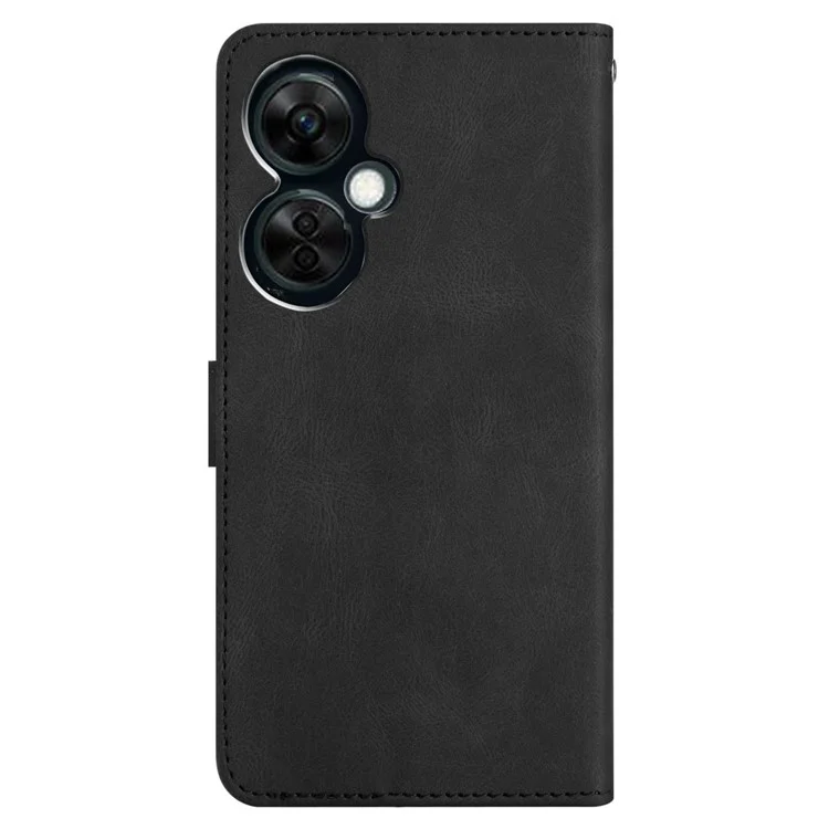 Funda protectora para OnePlus Nord CE 3 Lite 5G / Nord N30 5G, funda de cuero para cartera de teléfono con textura de caballo loco y líneas grabadas - Negro