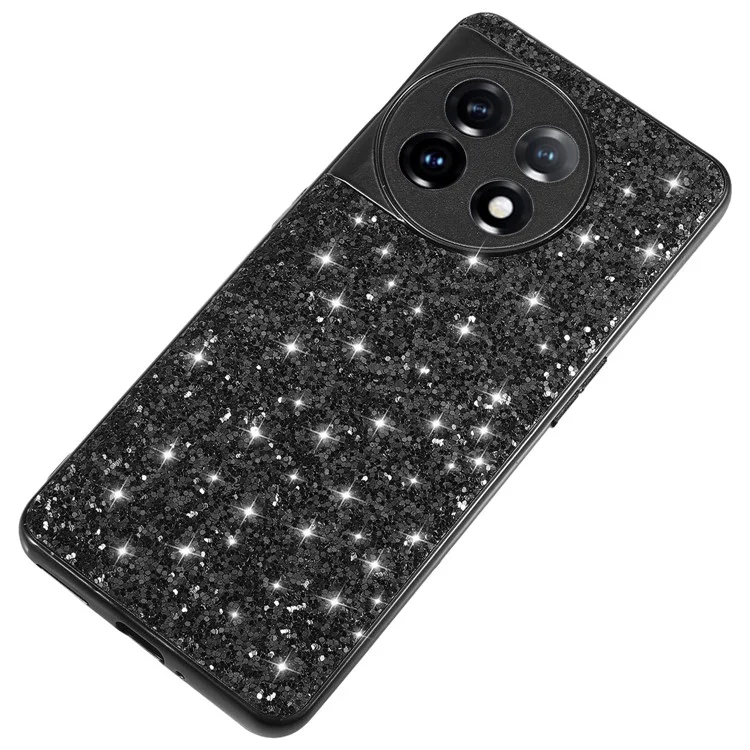 Capa de Proteção para OnePlus 11 5G com Lantejoulas Brilhantes Esmaltadas, Quadro de TPU e Carcaça de PC Rígido - Preta