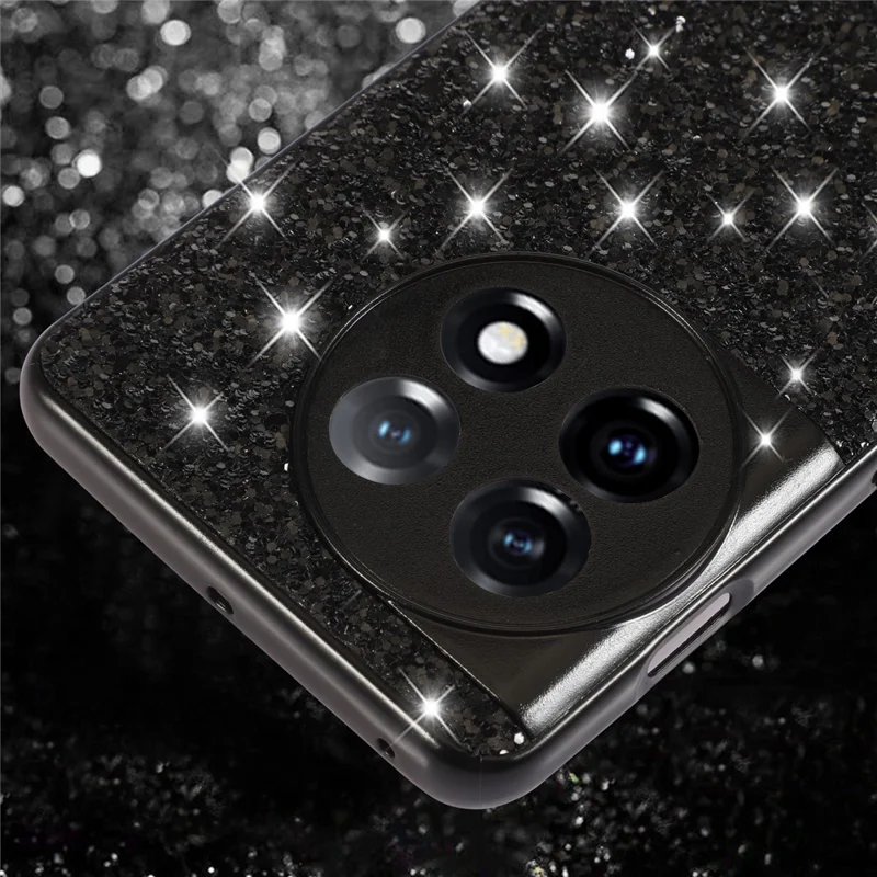 Protective Cover for OnePlus 11 5G Shiny Glitter Sequins Electroplating TPU Frame Hard PC Phone Case - Red