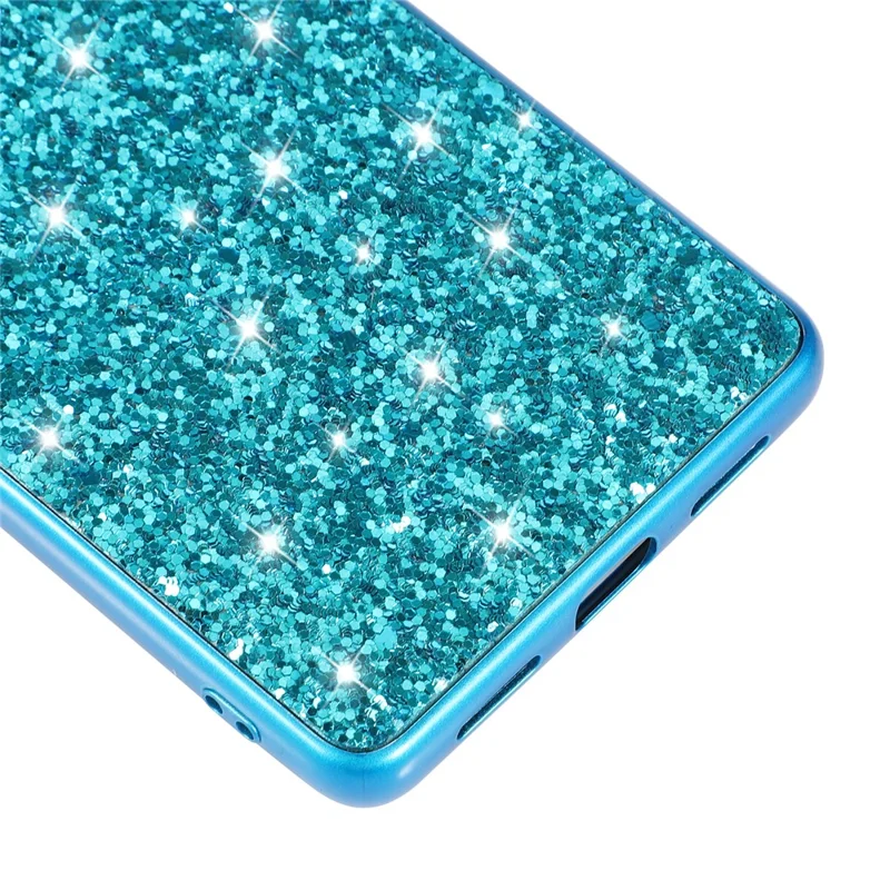 For Google Pixel 7a Phone Cover Electroplating TPU Frame Hard PC Back Case with Shiny Glitter Sequins Decor - Gold