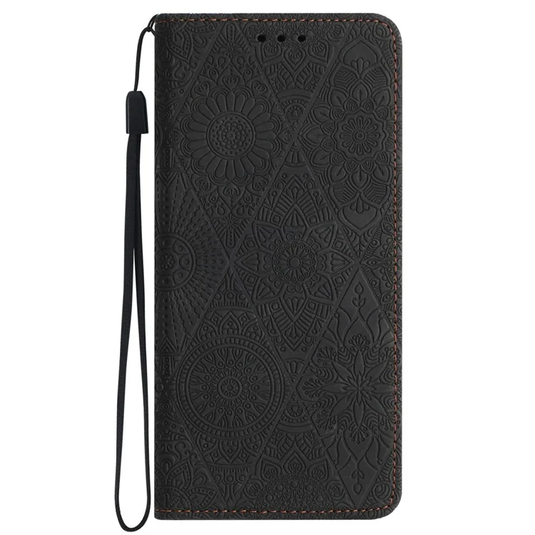 For Samsung Galaxy A54 5G Magnetic Adsorption Imprinted PU Leather Phone Case Wallet Stand Cover - Black