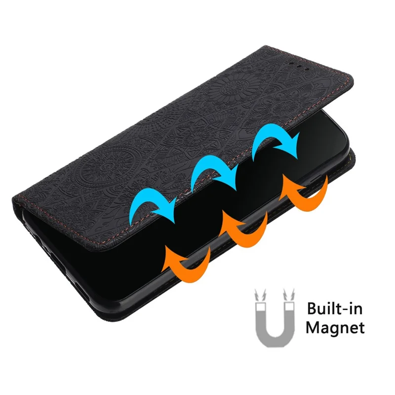 For Samsung Galaxy A14 4G / 5G Imprinted PU Leather Phone Case Wallet Stand Shockproof Cover - Black