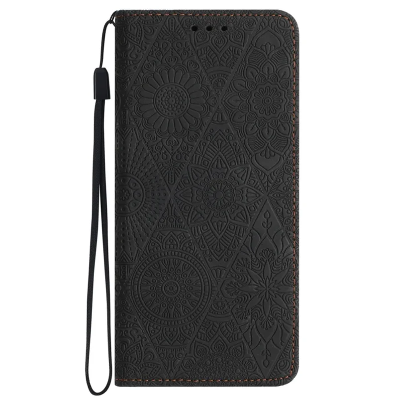 For Samsung Galaxy A14 4G / 5G Imprinted PU Leather Phone Case Wallet Stand Shockproof Cover - Black