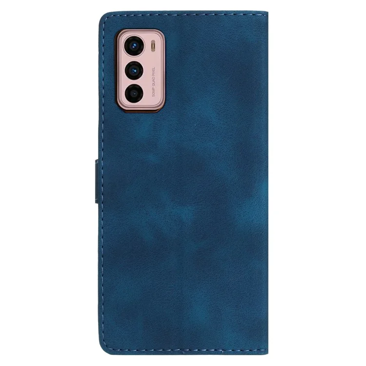 Capa de Telefone de Couro para Motorola Moto G42 4G, Carteira Estampada de Flor com Suporte Antipoeira para Celular - Azul