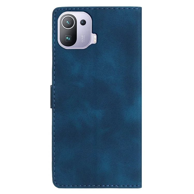 Чехол для телефона Imprinted Flower для Xiaomi Mi 11 Pro, противоударный кошелек-подставка из искусственной кожи - синий