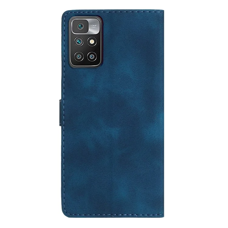 For For Xiaomi Redmi 10 4G (2021) / Redmi 10 2022 4G / 10 Prime / Note 11 4G (MediaTek) Imprinted Wallet Leather Phone Cover - Blue