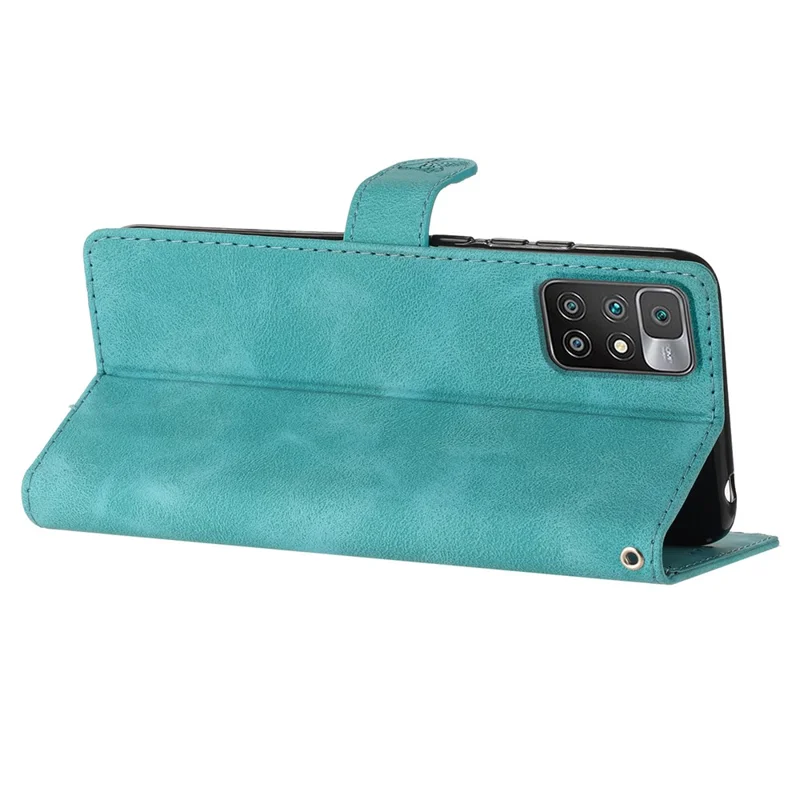 Für Xiaomi Redmi 10 4G (2021) / Redmi 10 2022 4G / 10 Prime / Note 11 4G (MediaTek) geprägter Wallet-Leder-Handyhülle - Himmelblau