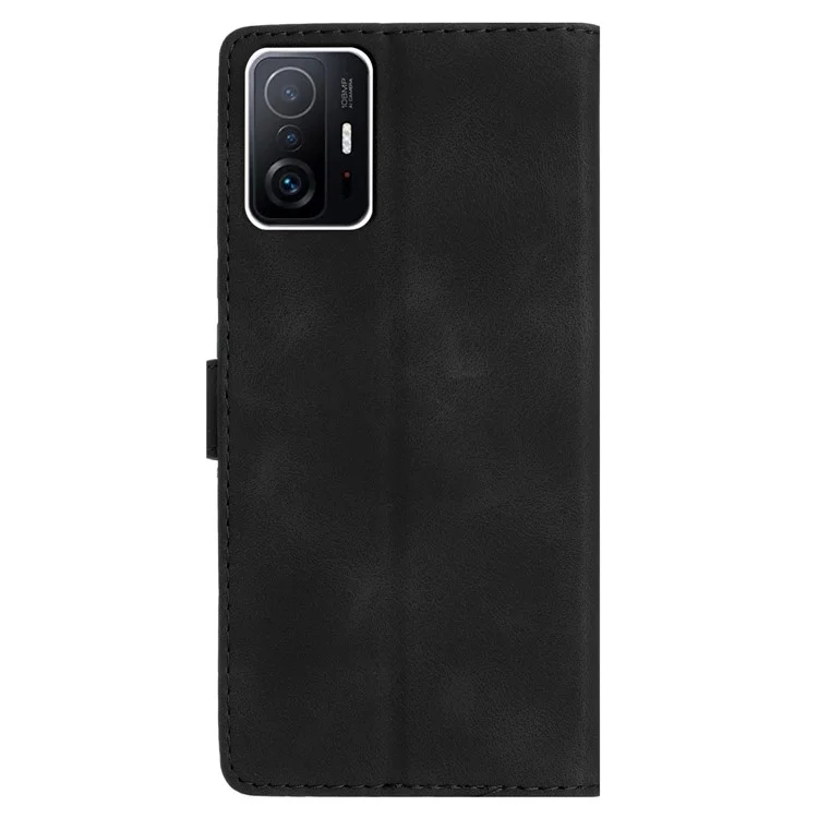 Para Xiaomi 11T Pro 5G / 11T 5G Capa de Telefone Capa de Couro PU+TPU Carteira Suporte Flor Impressa Caixa de Telefone Celular - Preto