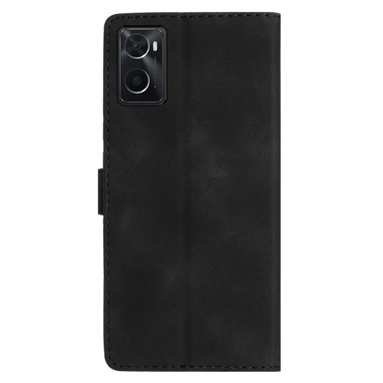 Для Oppo A36 / A76 / A96 4G PU кожаный флип-кошелек Чехол с цветочным тиснением Подставка для телефона - Черный