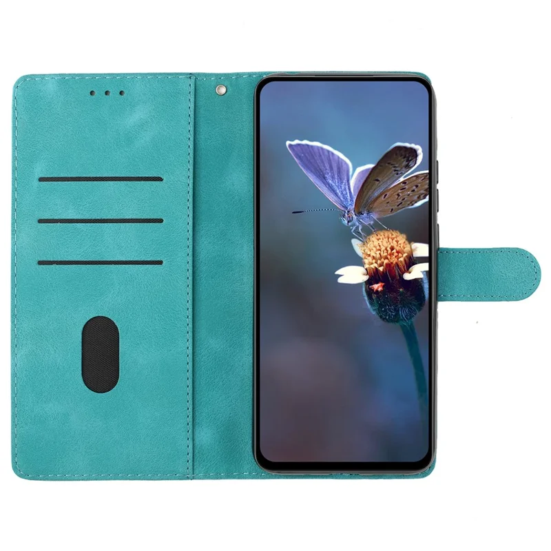 For Oppo A36 / A76 / A96 4G PU Leather Flip Wallet Case Flower Imprinted Stand Phone Cover - Sky Blue