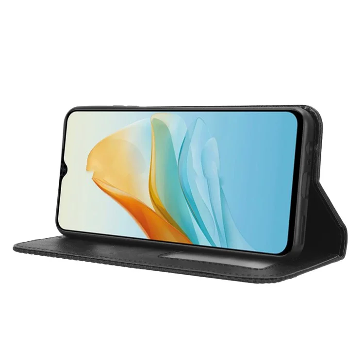 Pour ZTE Blade V41 Vita / Blade V50 Design 5G / V40 Design / Axon 40 Lite / nubia Neo Retro PU Leather Phone Case Stand Wallet Cover - Noir