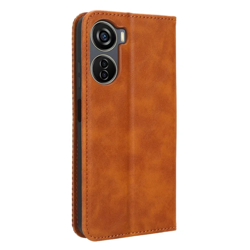 For ZTE Blade V41 Vita / Blade V50 Design 5G / V40 Design / Axon 40 Lite / nubia Neo Retro PU Leather Phone Case Stand Wallet Cover - Brown