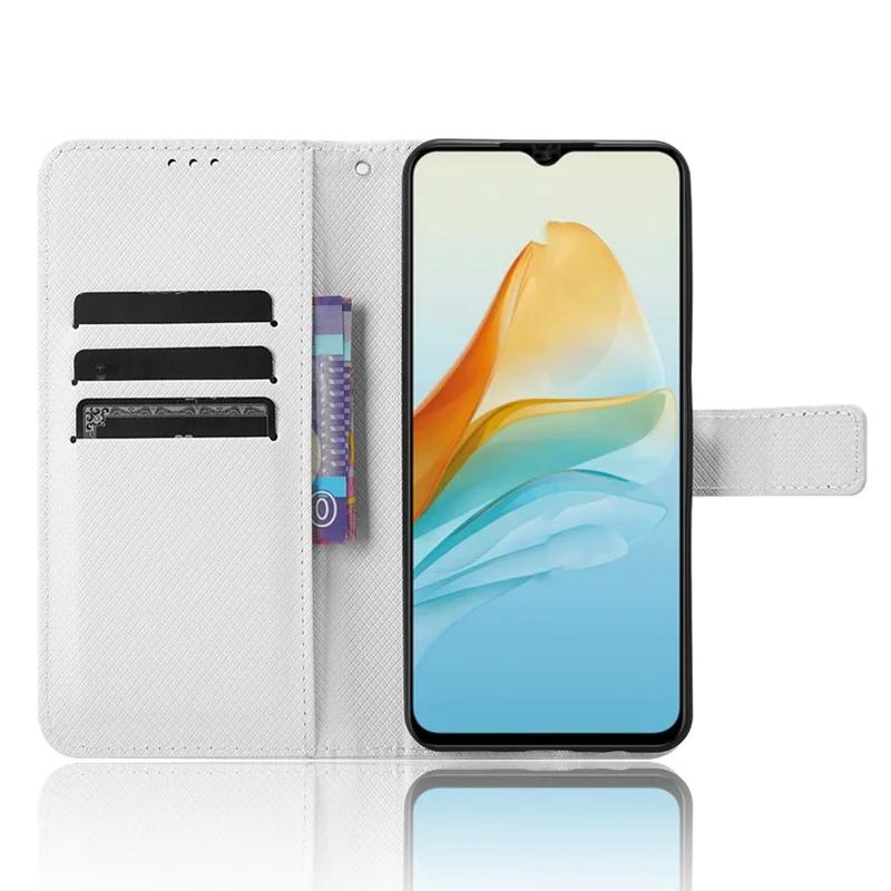 For ZTE Blade V41 Vita / Blade V50 Design 5G / V40 Design / Axon 40 Lite / nubia Neo PU Leather Phone Case Diamond Texture Phone Cover - White