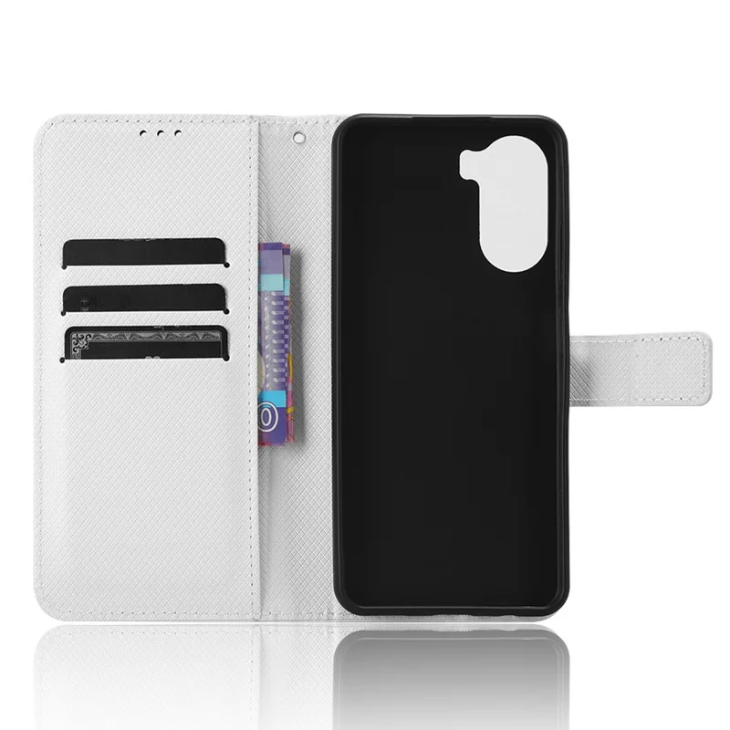 For ZTE Blade V41 Vita / Blade V50 Design 5G / V40 Design / Axon 40 Lite / nubia Neo PU Leather Phone Case Diamond Texture Phone Cover - White