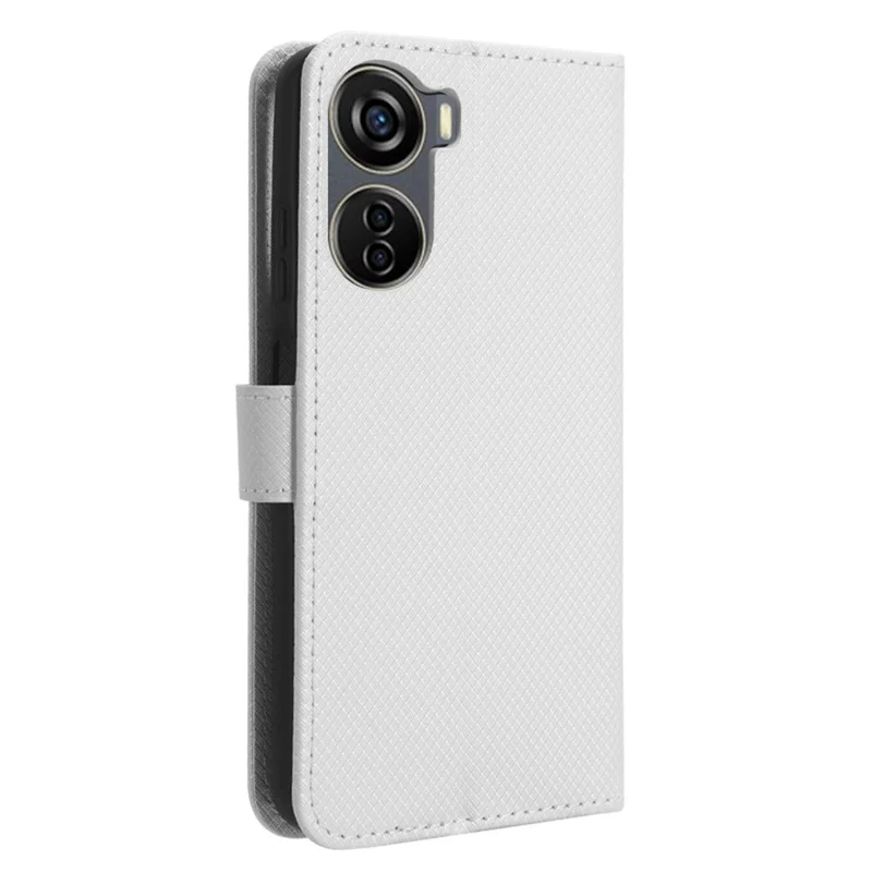 For ZTE Blade V41 Vita / Blade V50 Design 5G / V40 Design / Axon 40 Lite / nubia Neo PU Leather Phone Case Diamond Texture Phone Cover - White