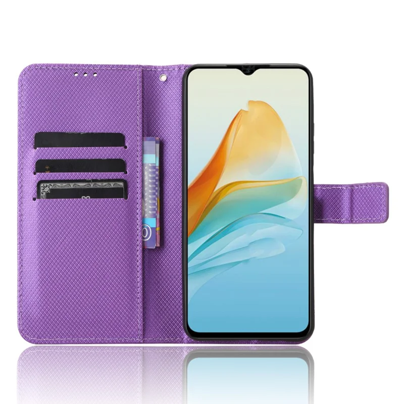 For ZTE Blade V41 Vita / Blade V50 Design 5G / V40 Design / Axon 40 Lite / nubia Neo PU Leather Phone Case Diamond Texture Phone Cover - Purple