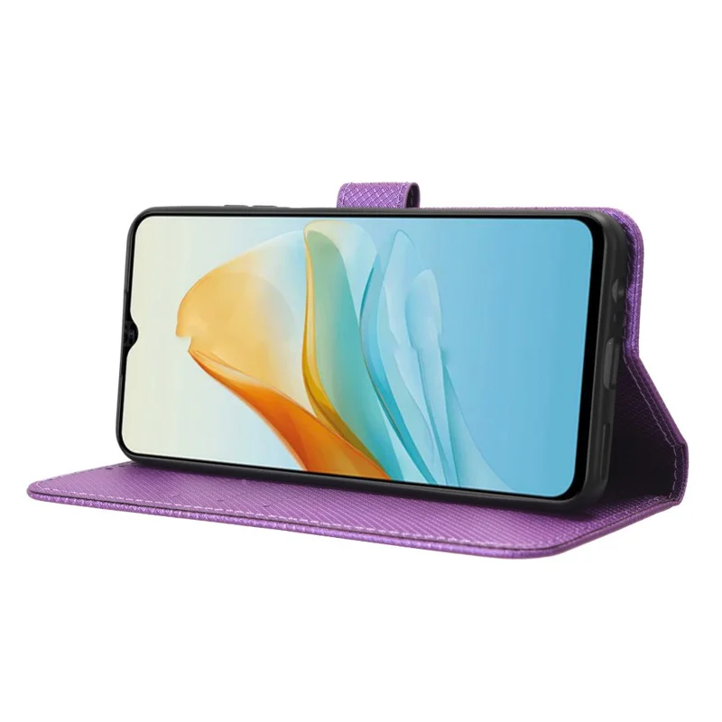 For ZTE Blade V41 Vita / Blade V50 Design 5G / V40 Design / Axon 40 Lite / nubia Neo PU Leather Phone Case Diamond Texture Phone Cover - Purple