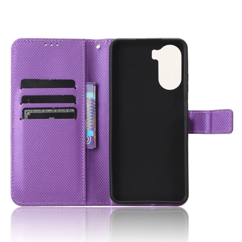For ZTE Blade V41 Vita / Blade V50 Design 5G / V40 Design / Axon 40 Lite / nubia Neo PU Leather Phone Case Diamond Texture Phone Cover - Purple