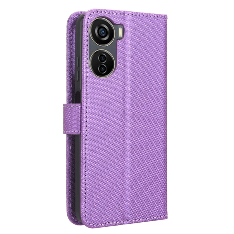For ZTE Blade V41 Vita / Blade V50 Design 5G / V40 Design / Axon 40 Lite / nubia Neo PU Leather Phone Case Diamond Texture Phone Cover - Purple