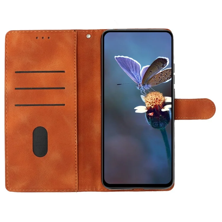 For Oppo A94 5G Wallet Stand Phone Case Imprinted Flower Shockproof PU Leather Cell Phone Cover - Brown