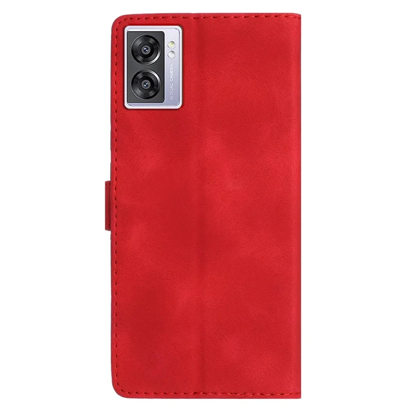 Pour Oppo A57 4G / A57 (2022) 5G / A77 5G Imprint Flower Cover Leather Wallet Stand Shockproof Cell Phone Case - Rouge