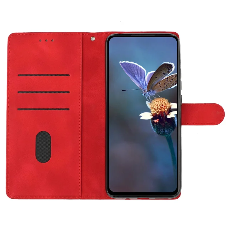 Pour Oppo A57 4G / A57 (2022) 5G / A77 5G Imprint Flower Cover Leather Wallet Stand Shockproof Cell Phone Case - Rouge