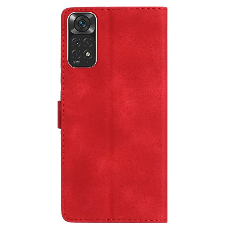 Funda de Teléfono con Cartera para Xiaomi Redmi Note 11S 4G / Note 11 4G (Qualcomm), Cubierta con Soporte de Piel de Imitación y Estampado de Flores - Rojo