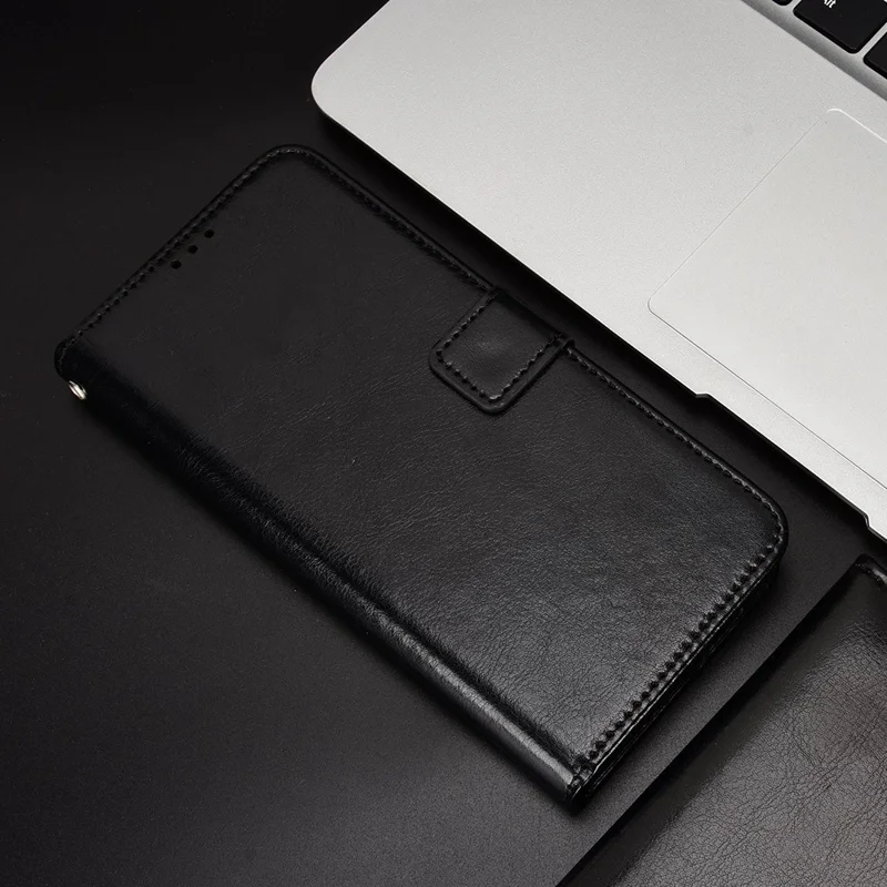 Phone Leather Case for Realme 11 Pro+ 5G / 11 Pro 5G , Crazy Horse Texture Stand Wallet Phone Cover - Black
