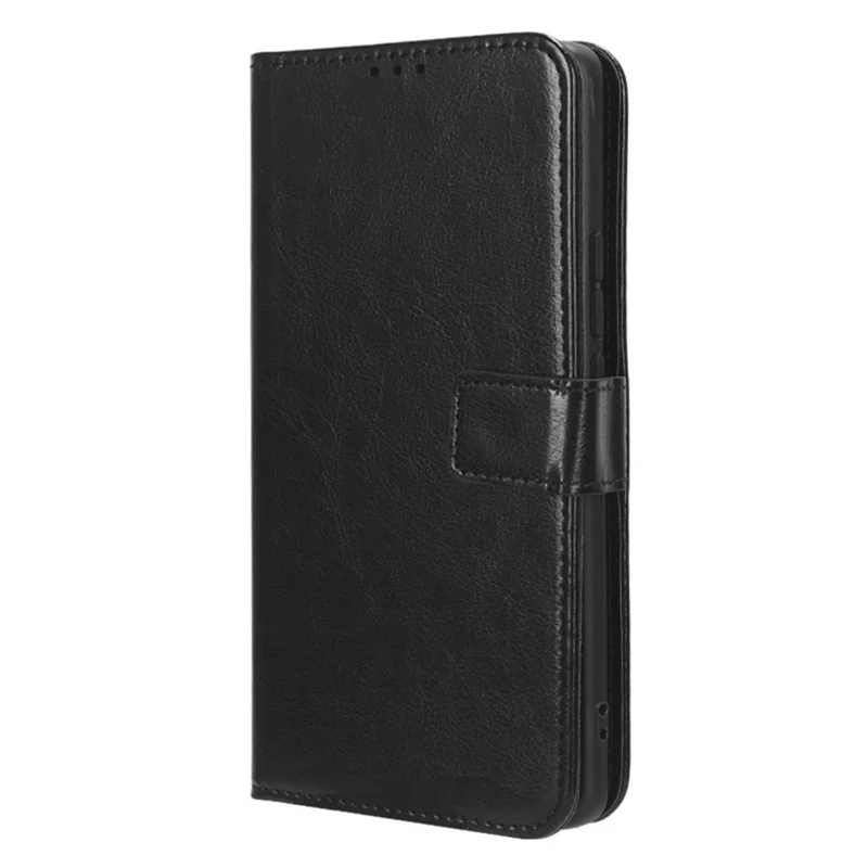Phone Leather Case for Realme 11 Pro+ 5G / 11 Pro 5G , Crazy Horse Texture Stand Wallet Phone Cover - Black