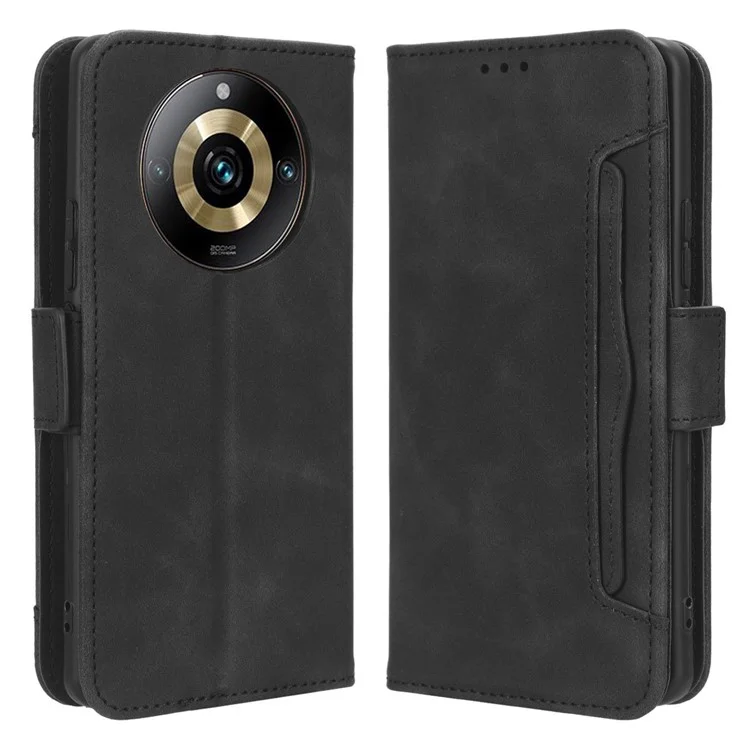 For Realme 11 Pro 5G / 11 Pro+ 5G Phone Case Wallet Multiple Card Slots PU Leather Stand Phone Cover - Black