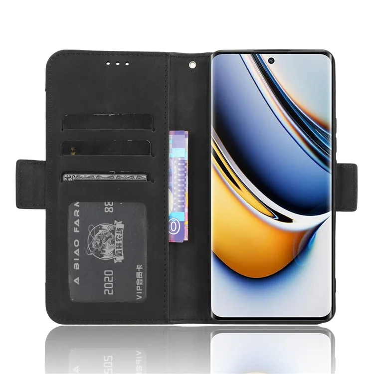 For Realme 11 Pro 5G / 11 Pro+ 5G Phone Case Wallet Multiple Card Slots PU Leather Stand Phone Cover - Black