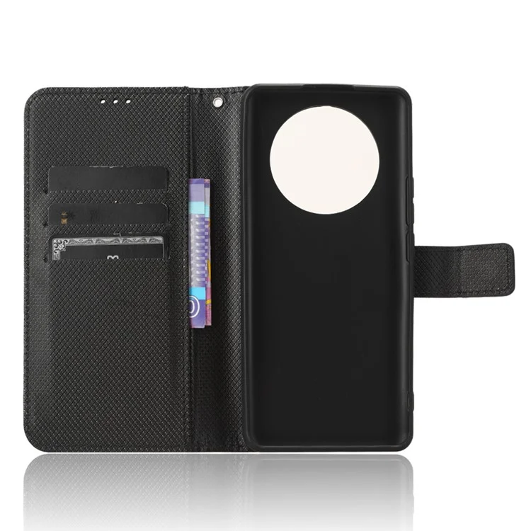 Per Realme 11 Pro+ 5G / 11 Pro 5G Custodia in pelle PU Texture a diamante Stand Wallet Custodia protettiva - Nero