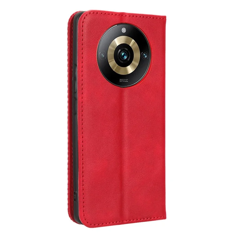 Leather Case for Realme 11 Pro+ 5G / 11 Pro 5G , Stand Wallet Retro Phone Cover - Red