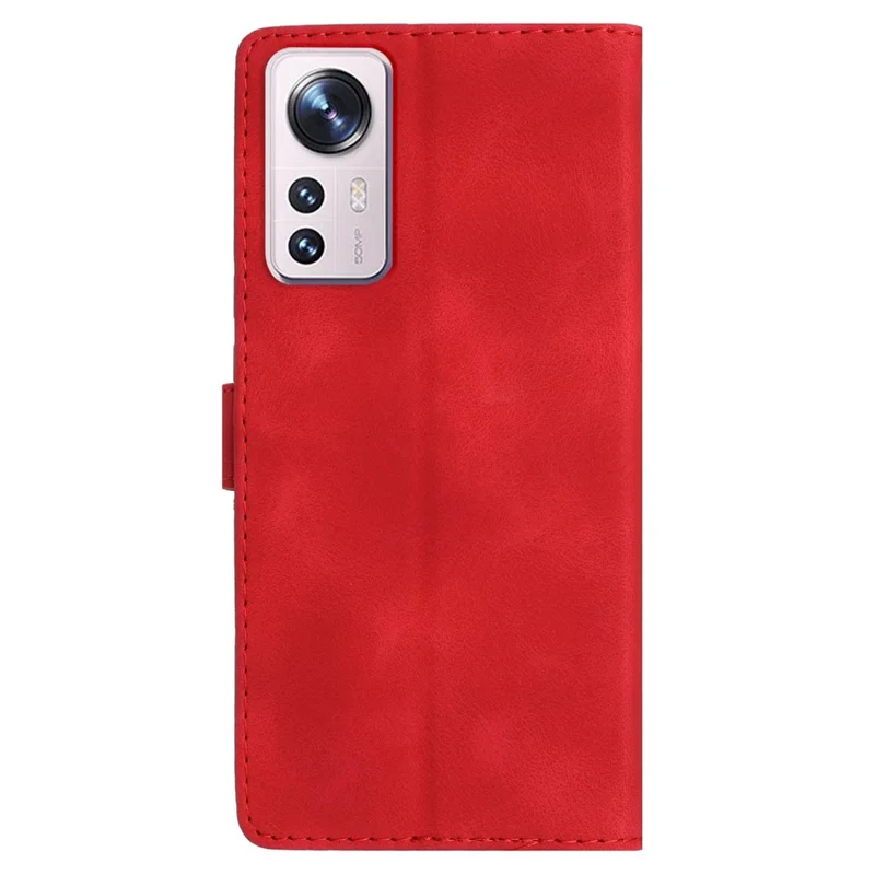 For Xiaomi 12 Pro 5G / 12 Pro (Dimensity) 5G / 12S Pro 5G Phone Leather Case Flower Imprint Stand Wallet Cover - Red