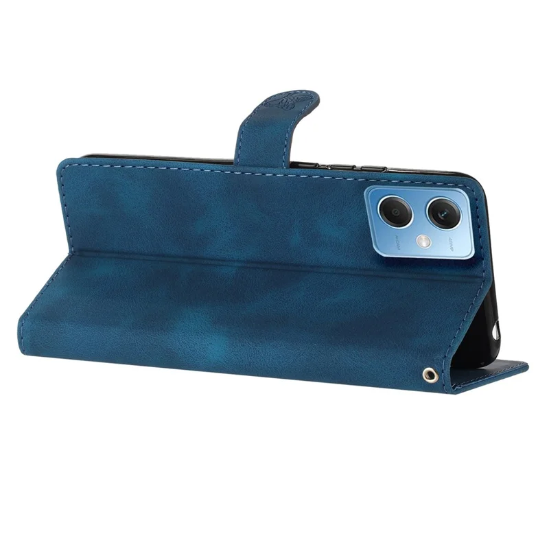 For Xiaomi Redmi Note 12 5G (China) / (India) / (Global) / Poco X5 5G Leather Phone Case Wallet Flower Imprint Stand Cover - Blue