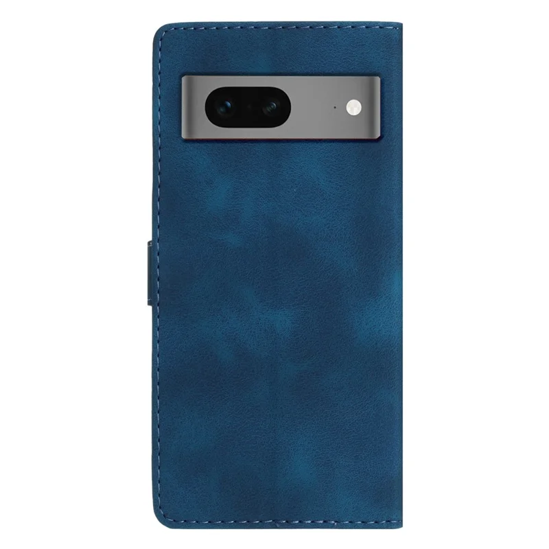 For Google Pixel 7 5G Flower Imprint Folding Stand Cover PU Leather Wallet Phone Case - Blue