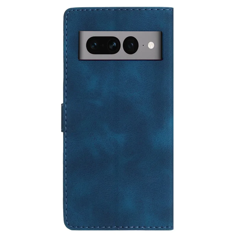 For Google Pixel 7 Pro 5G Wallet Phone Case Flower Imprint PU Leather Stand Smartphone Cover - Blue