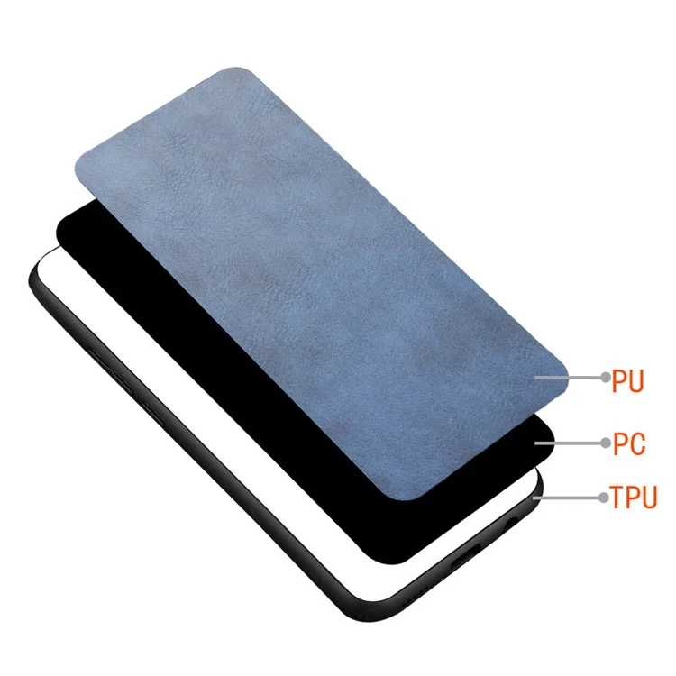 Para el Asus ROG Phone 7 5G Funda de teléfono de TPU + PC recubierta de cuero Textura de piel de vaca Cubierta antiarañazos - Azul