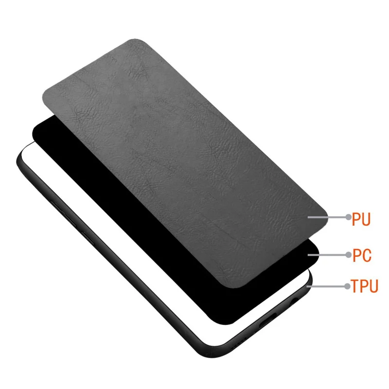 For Asus ROG Phone 7 5G Leather Coated TPU+PC Phone Case Cowhide Texture Anti-Scratch Cover - Black