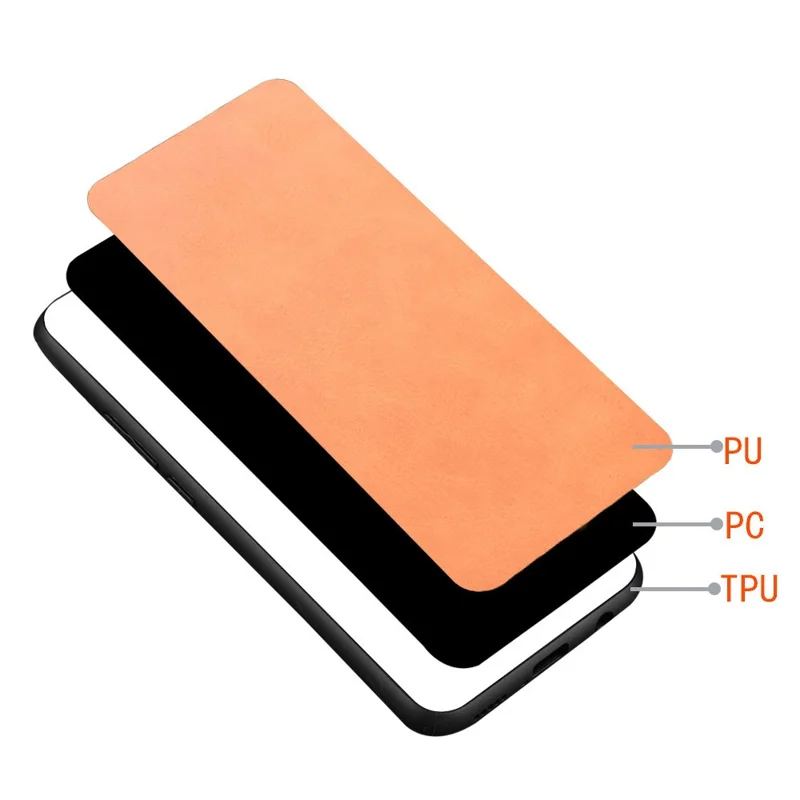 For Asus ROG Phone 7 5G Leather Coated TPU+PC Phone Case Cowhide Texture Anti-Scratch Cover - Orange